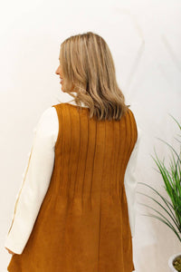 Klesis - Suede Pintucked Sleeveless Mini Dress