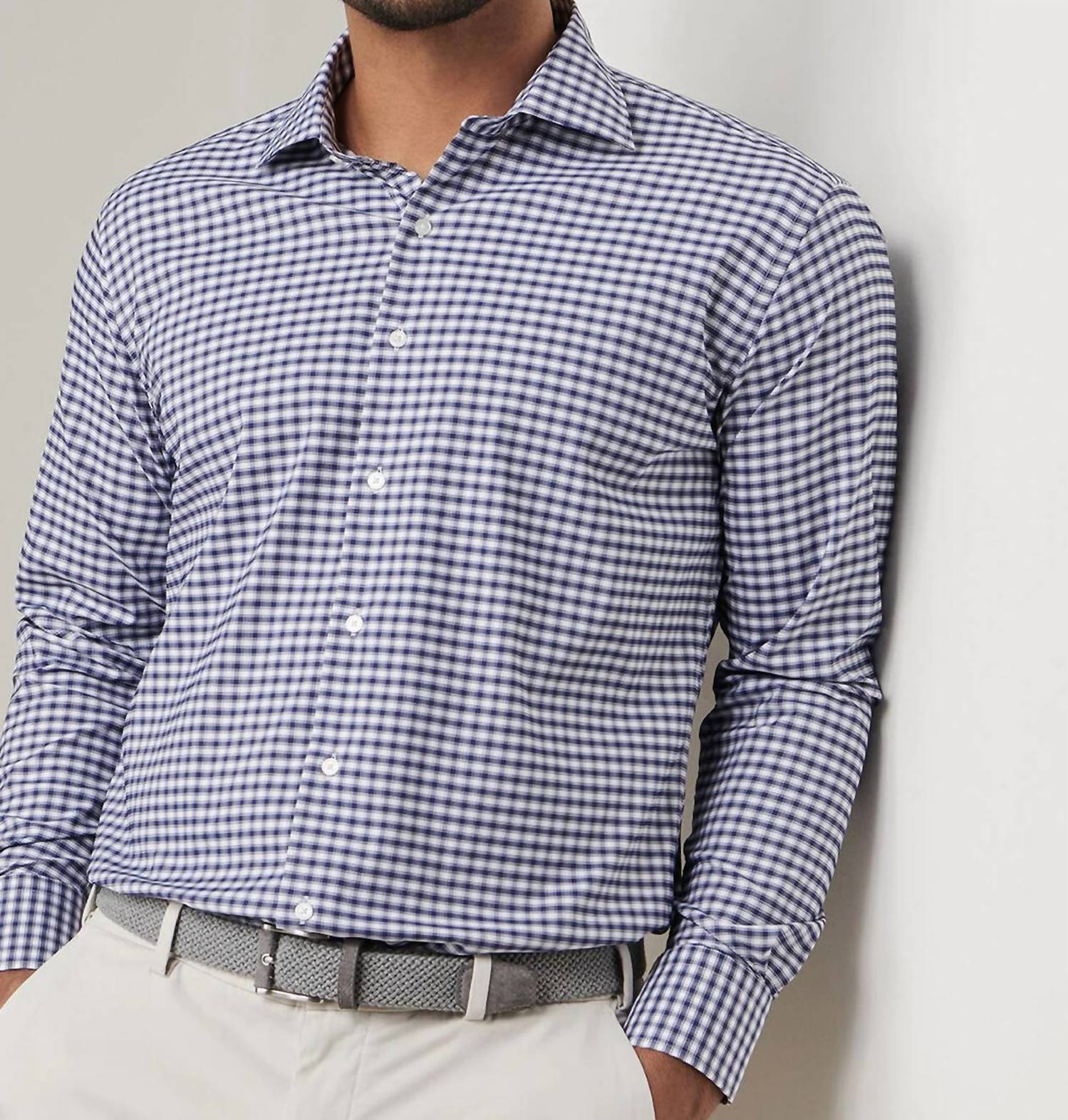 PETER MILLAR Fairbanks Performance Twill Shirt in navy - men's shirt