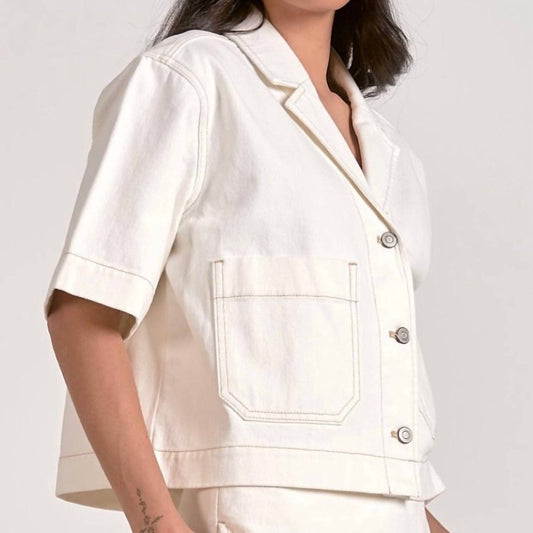 Elan - Jen Cropped Button Up Shirt