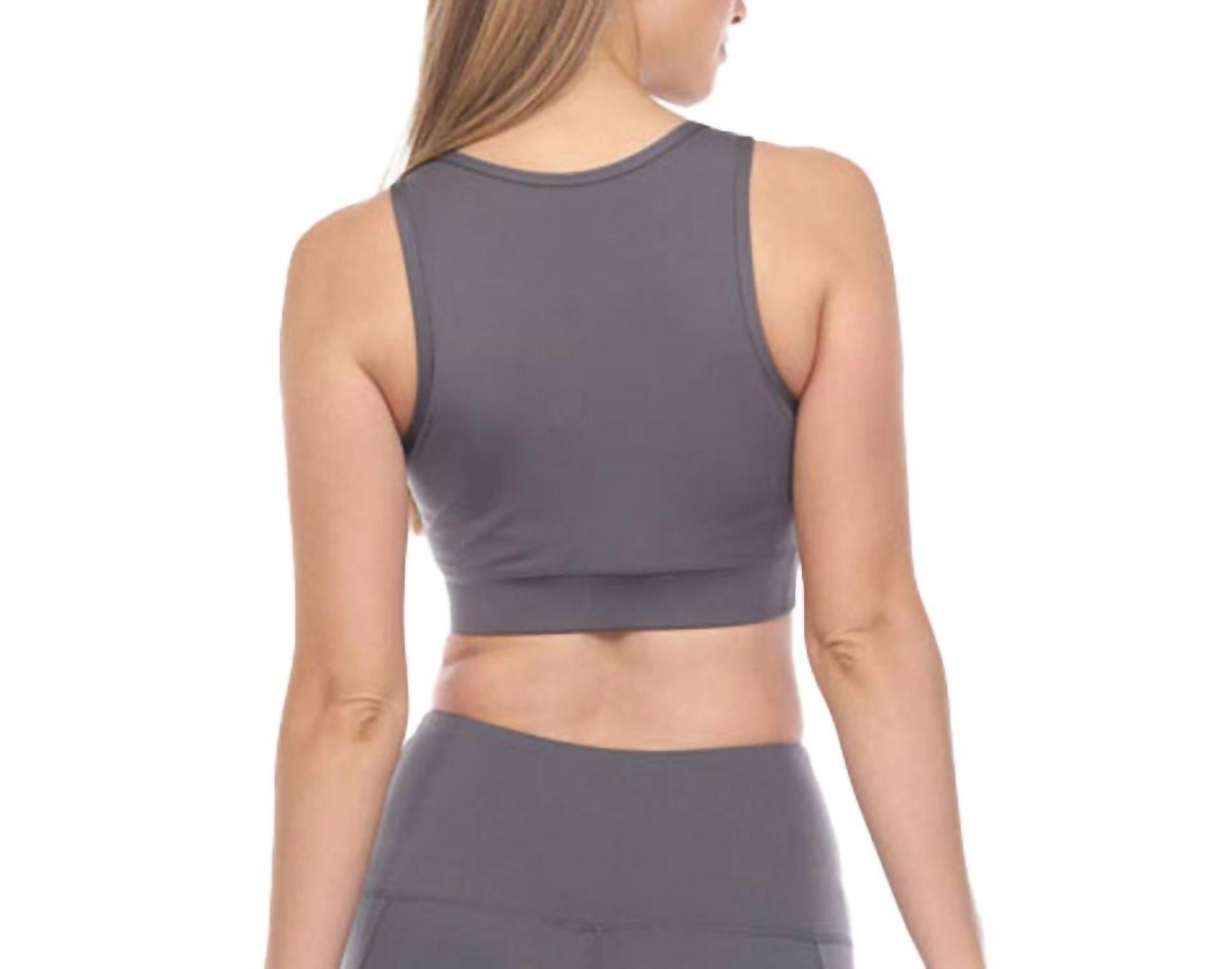 GOLDHAUS Elevate Sports Bra in charcoal - women's intimate - detail view
