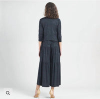 Clara Sun Woo - Tie-front Cardigan Tank And Tiered Palazzo Pants 3 Piece Set