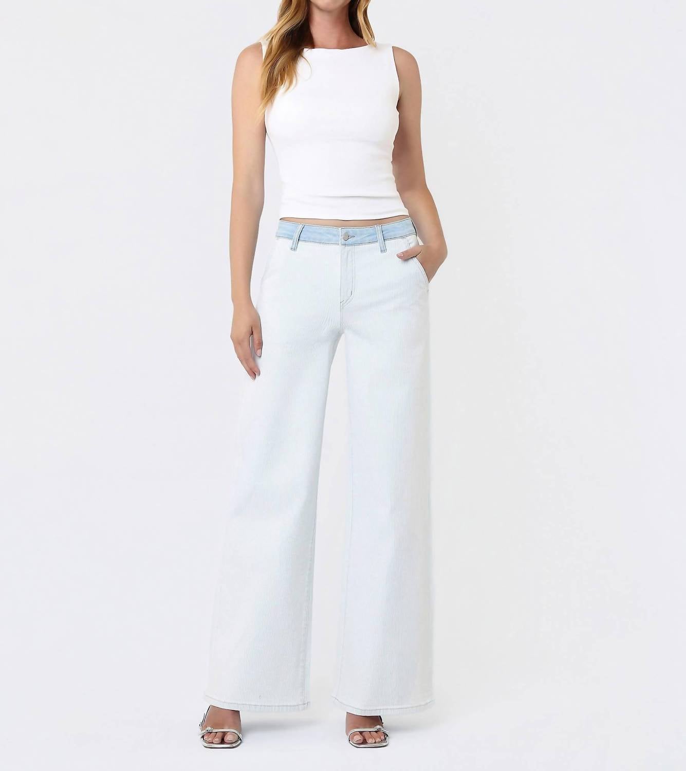 Vervet By Flying Monkey - Contrast Waistband Stripe Jean