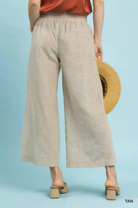 Umgee - Linen-Cotton Stripe Wide Leg Pants