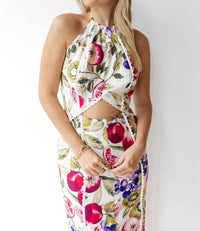 Fore Collection - Fruit Cut-out Halter Maxi Dress