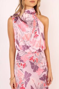 Petal & Pup - Amelia Halterneck Floral Sleeveless Satin Maxi Dress
