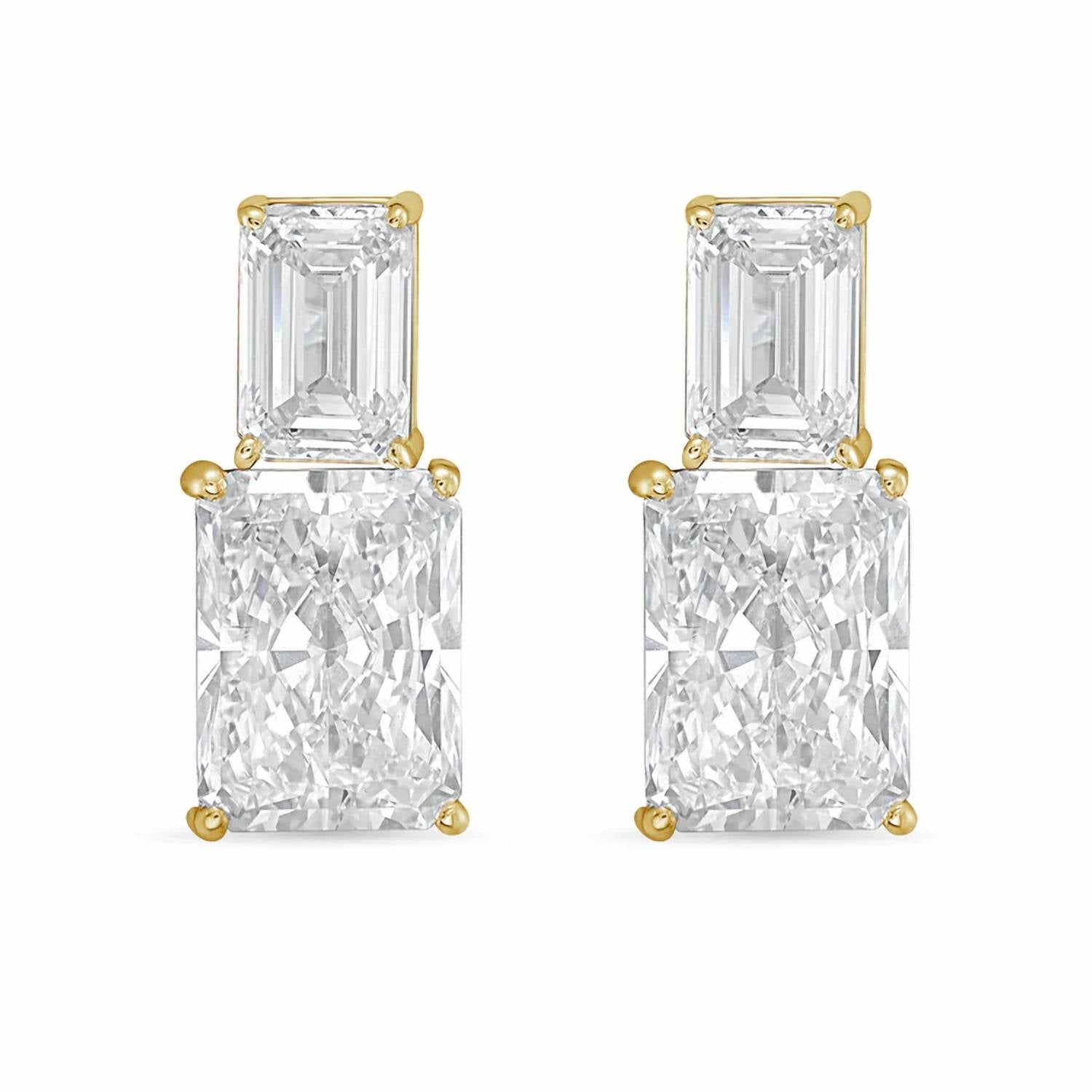 Diana M Jewels - Women's Emerald Lab-Grown Diamond Stud Earrings (6.00 Ct TCW) - Elegant
