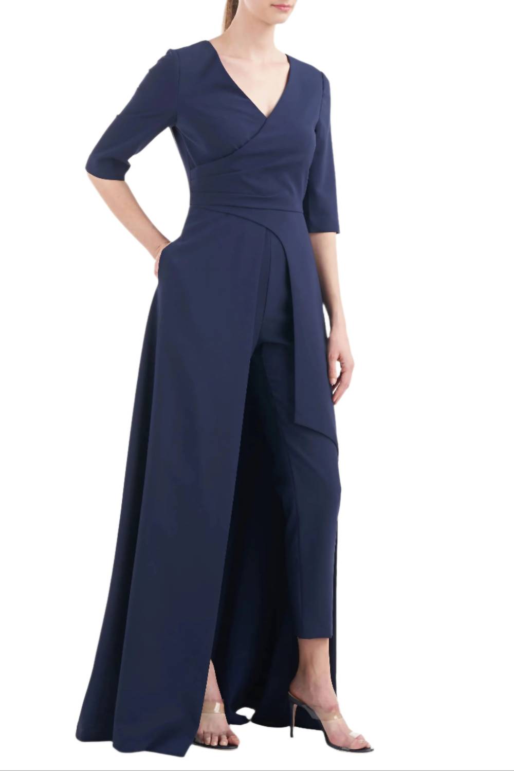 Kay Unger - Women's Walk Through Front Cutout Crepe Jumpsuit