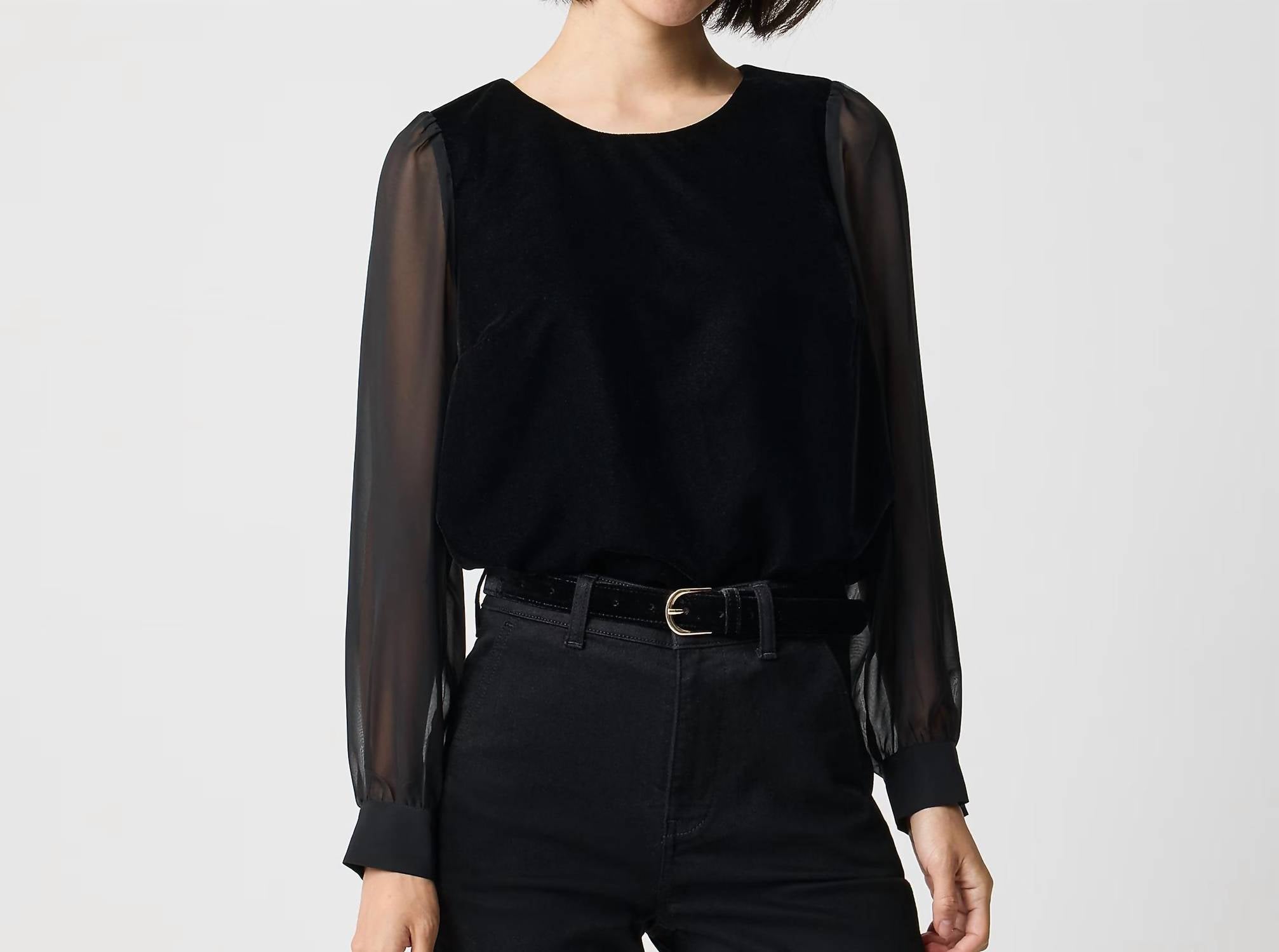 J.Crew - Velvet Puff-sleeve Top