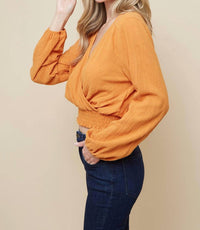 OVERLAP WITH SMOCKING LINEN TOP