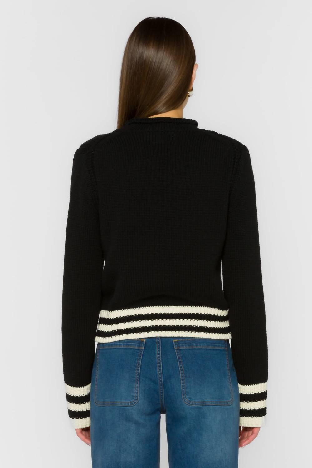 Velvet Heart Ridley Stripe Sweater in black vanilla ice stripe - women's sweater - alternate view