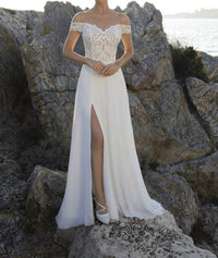 Demetrios - Chiffon Skirt Side Slit Dress