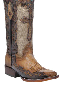 Corral Women's Jute & Cross Narrow Square-toe Boot in sand - women's shoe - alternate view