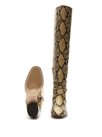 JIMMY CHOO Women's Beca 45mm Snake Print Boots in yellow - women's shoe - view 8
