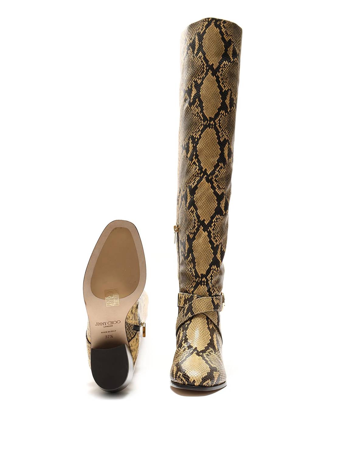 JIMMY CHOO Women's Beca 45mm Snake Print Boots in yellow - women's shoe - view 8