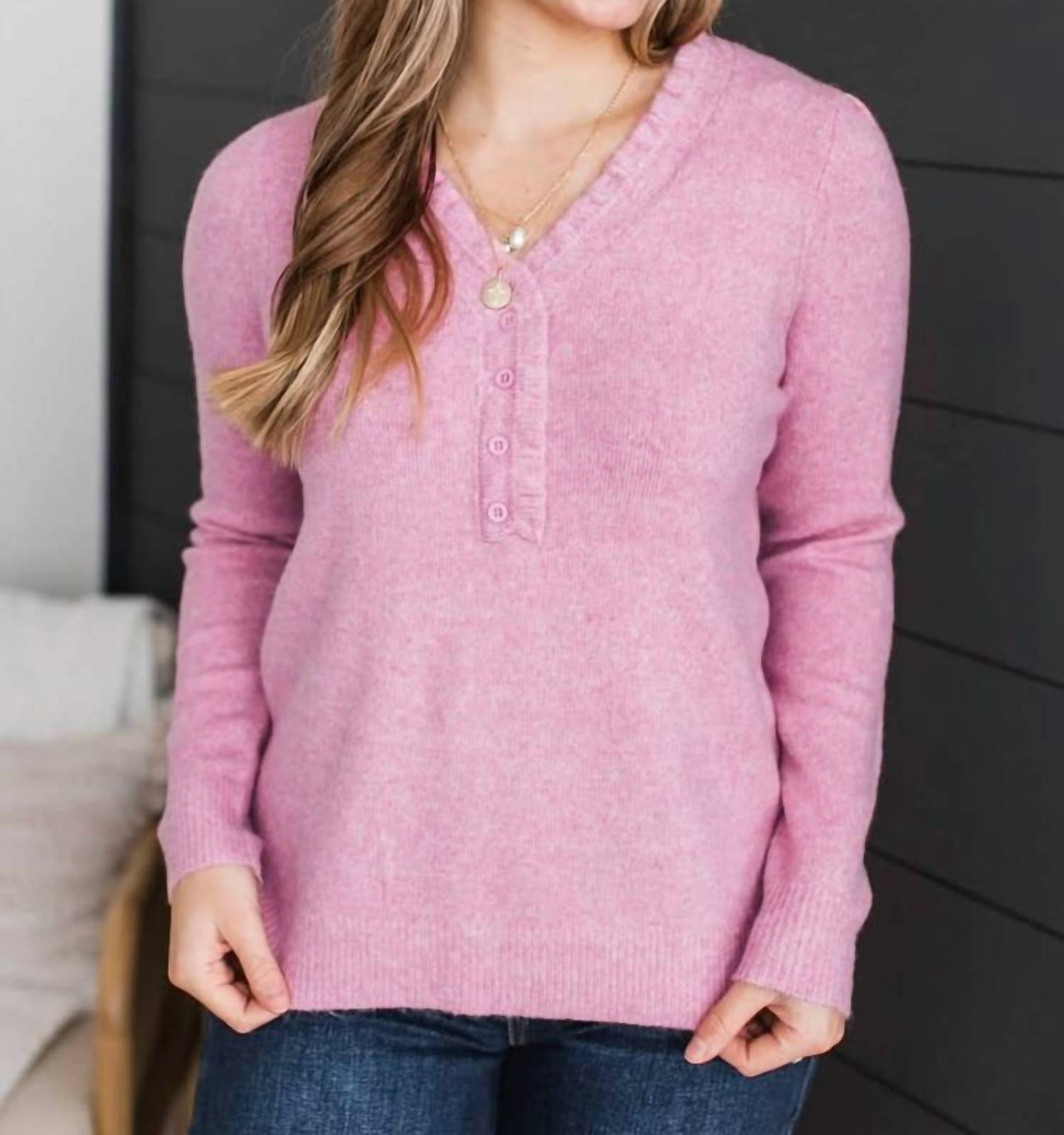 Staccato - Penn Ruffle V-Neck Sweater