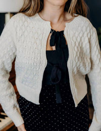 Mikarose Yarn Knit Cardi Top in marshmallow - women's cardigan