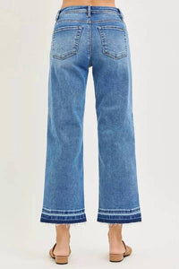 RISEN Full Size Slouchy Cropped Boyfriend Jeans in medium wash - women's jeans - detail view