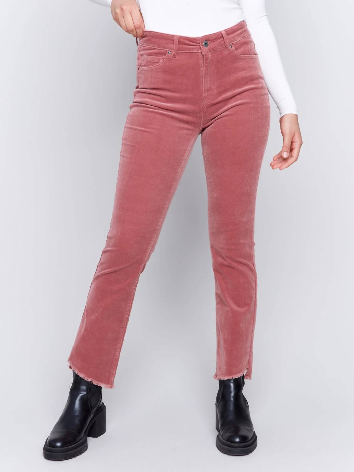 Charlie B - Asymmetrical Hem Corduroy Pants