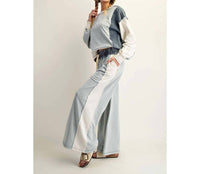 Style Usa - Color Block Denim Drawstring Pants
