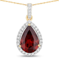 Diana M Jewels Women's Pear Natural Rhodolite Pendant Necklace (3.29 Ct) - Signature Plus in 14k yellow gold - women's jewelry