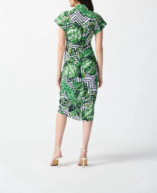 Joseph Ribkoff - Tropical Print Waist Tie Shirt Dress