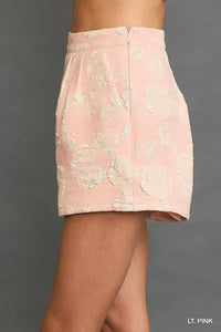 Umgee - Metallic Floral Pleated Shorts