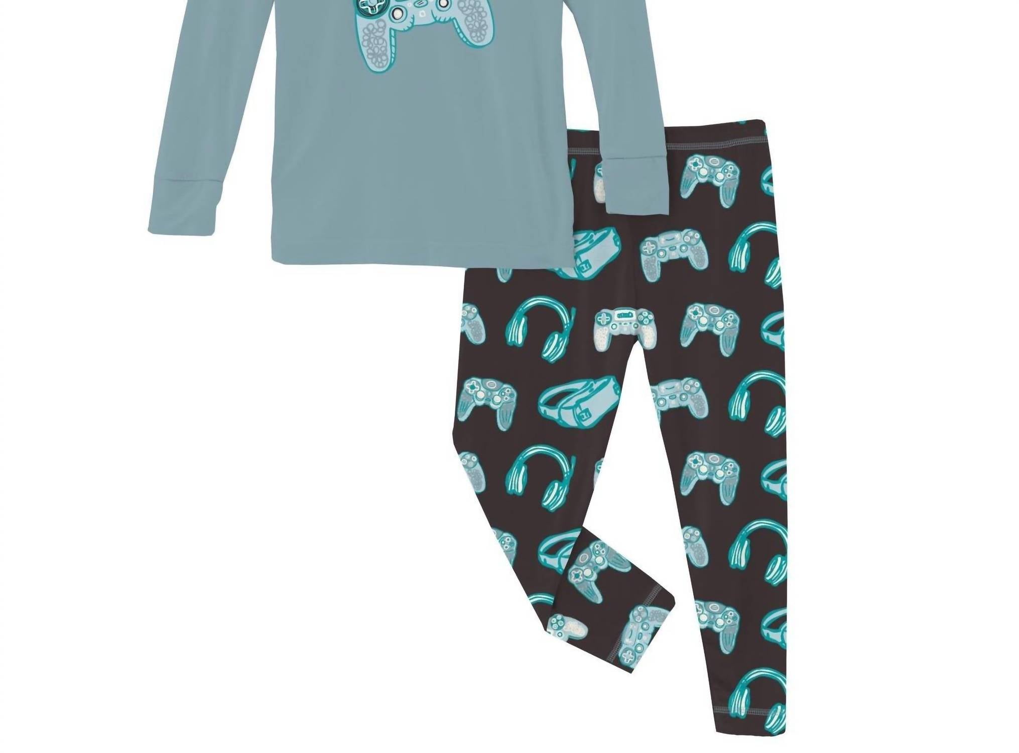 Kickee - Kid's Long Sleeve Graphic Tee Pajama Set