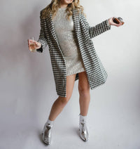 Skies Are Blue - Houndstooth Long Sleeve Coat