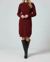 Vine & Love - Pocket Detail Long Sleeve Rib Knitted Dress