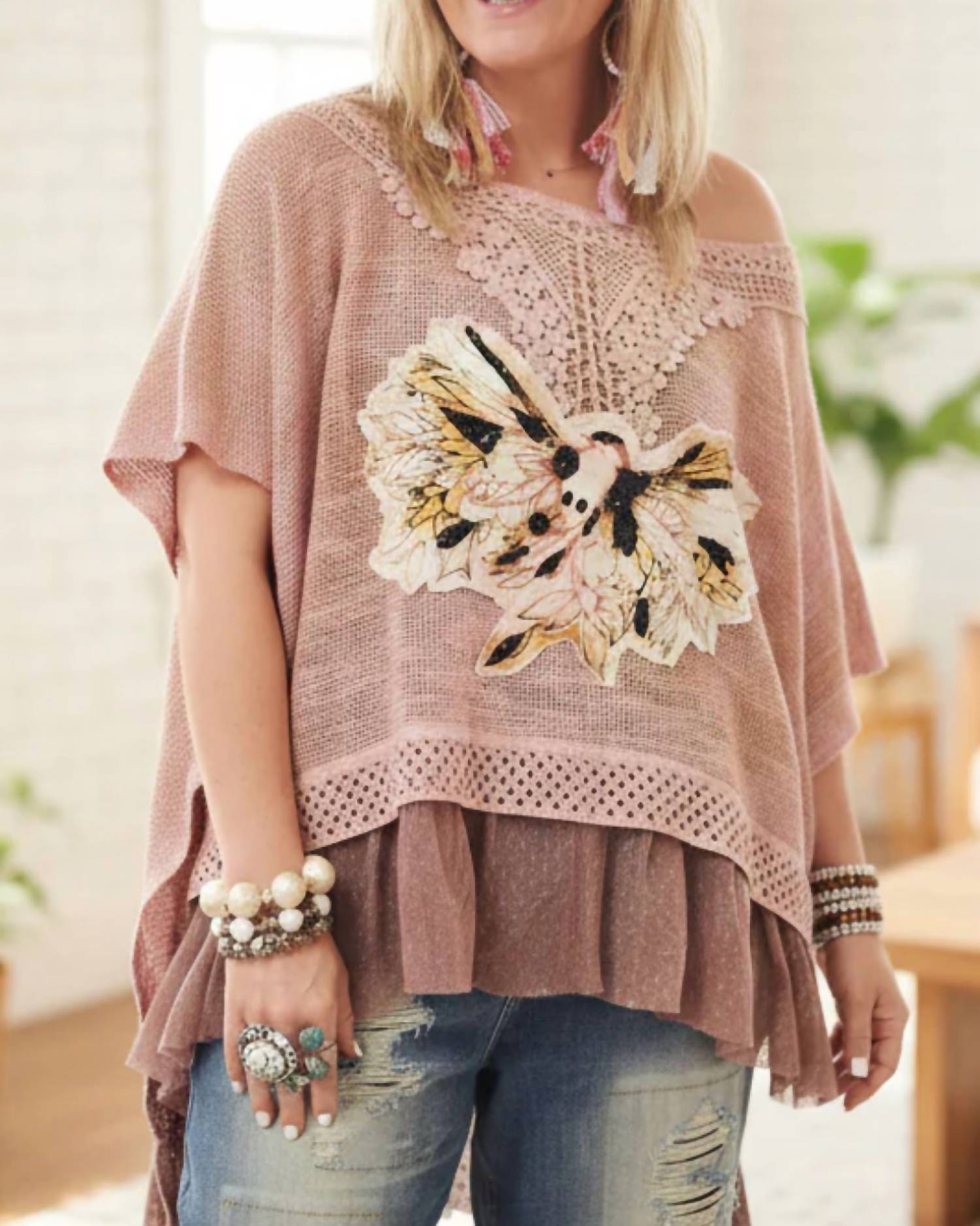 A Rare Bird - Starburst Songbird Throwover Blouse