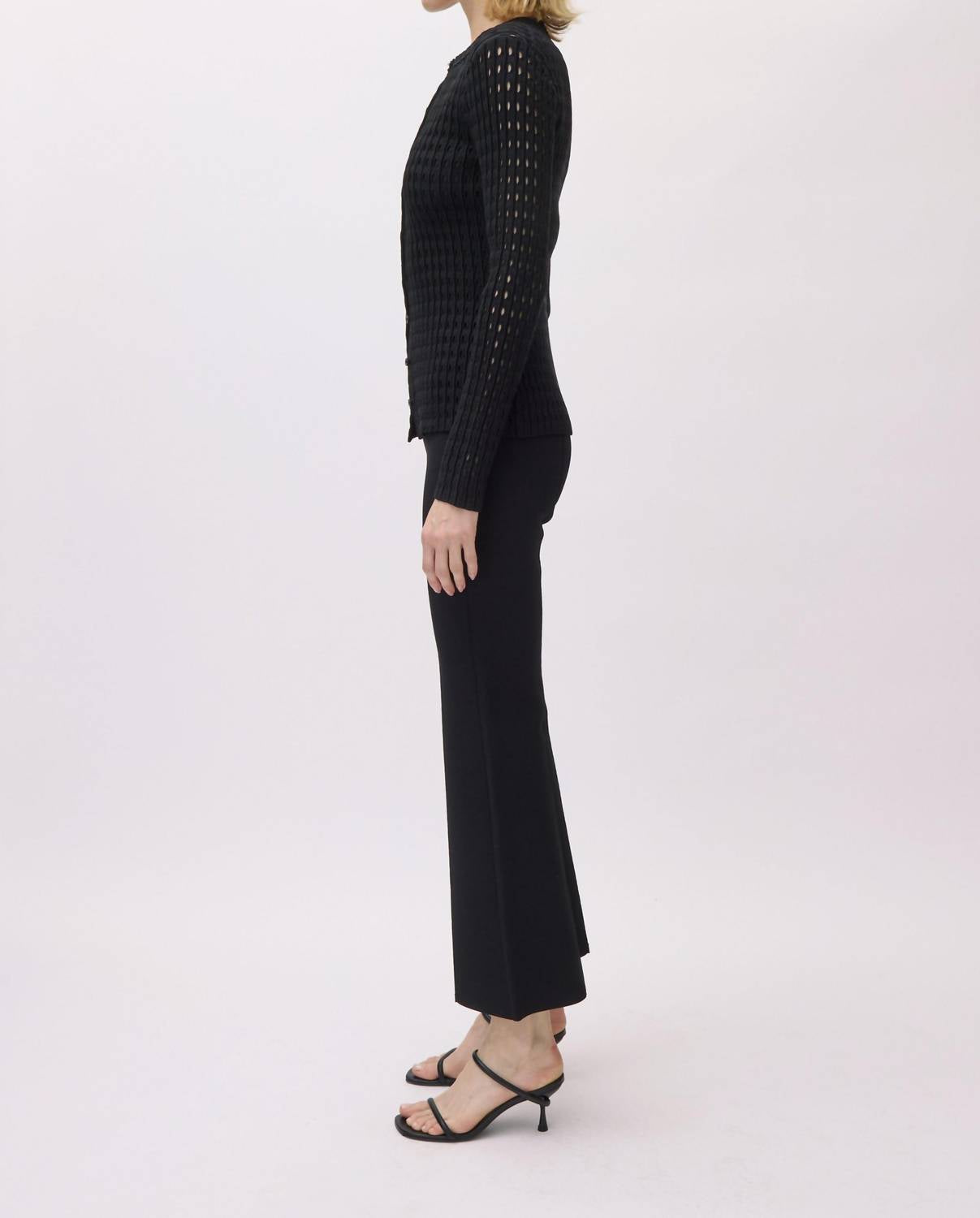 SIMKHAI Mabel Button Front Cardigan in black - women's cardigan - alternate view