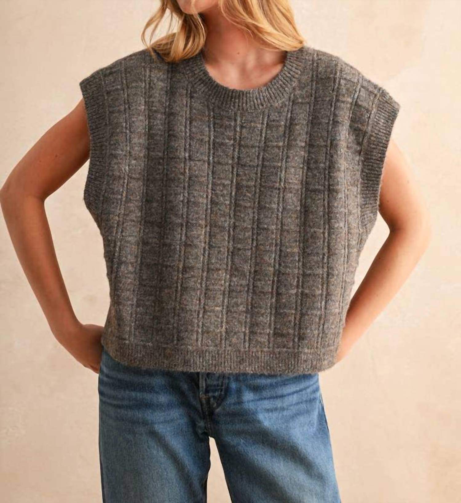 Miou Muse - Ariana Textured Woven Sweater Vest