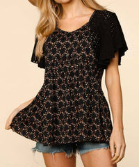 Sugarfox - Flutter Merrow Babydoll Blouse