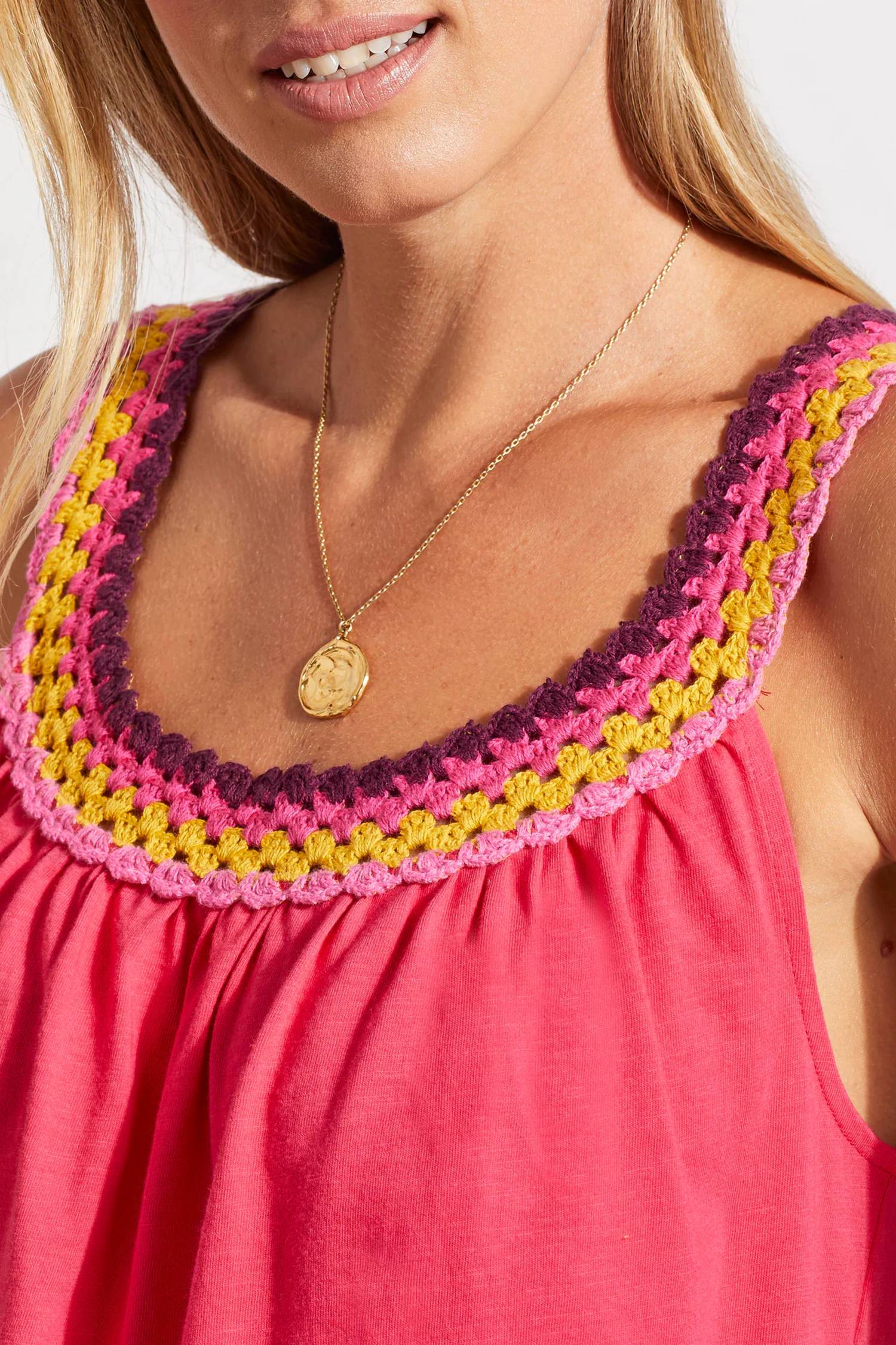 TRIBAL Flowy Tank Top With Crochet Neckline in fruit punch - women's tank top - view 4