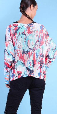 GIGI MODA Paint Splash Print Daria Batwing Sweater in white - women's sweater - alternate view