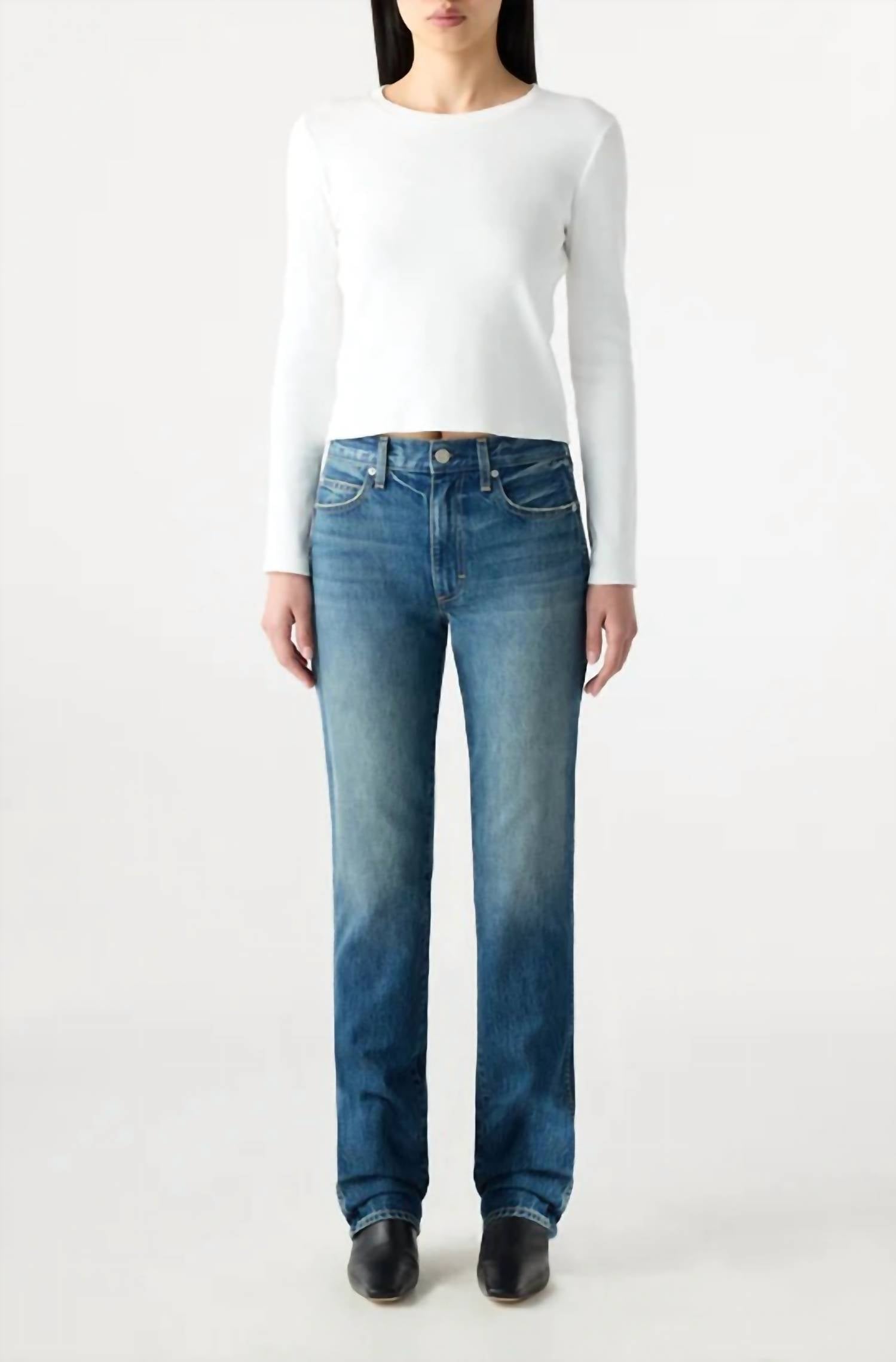 AMO Mira Mid Rise Relaxed Leg Jeans in fancy - women's jeans