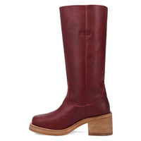 DAN POST. Women's Vagabond Leather Boot in merlot - women's shoe - detail view