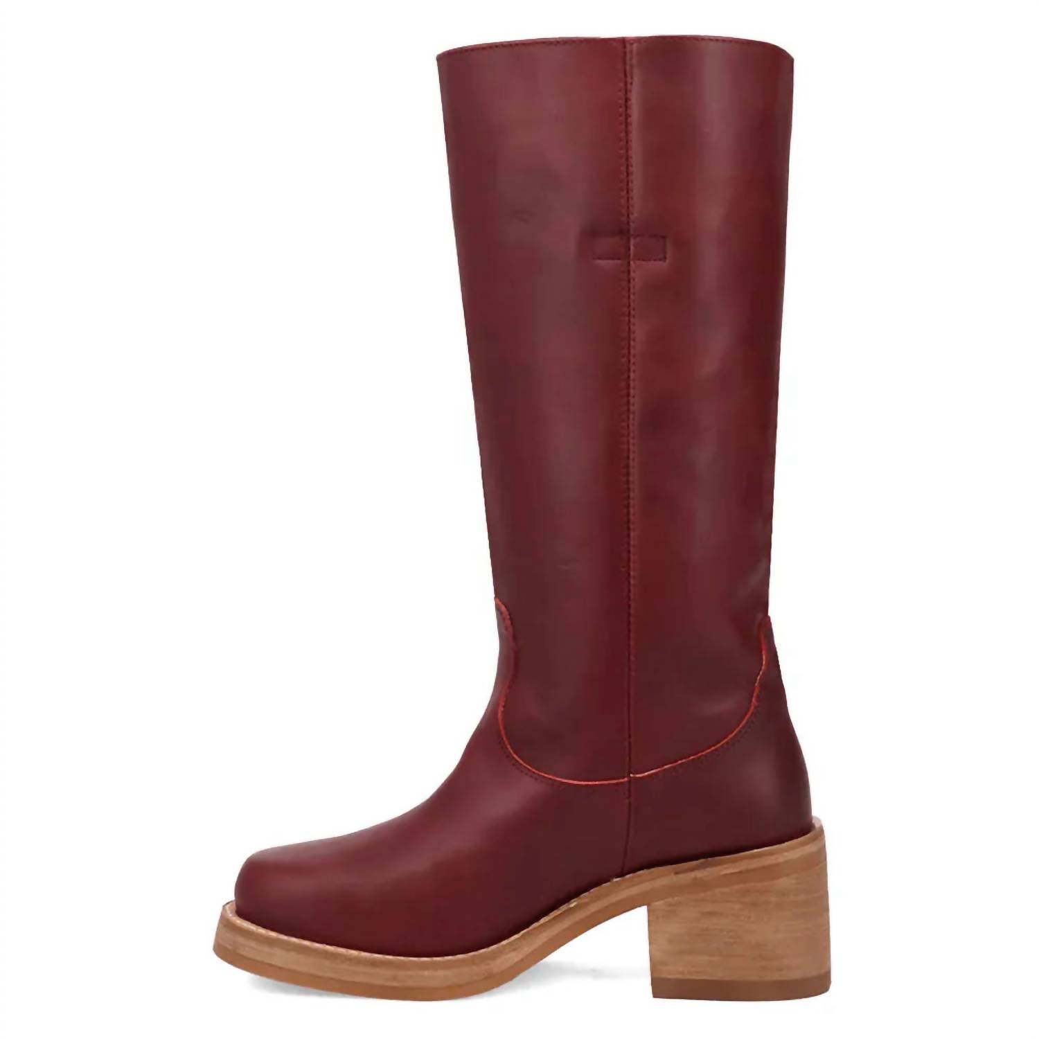 DAN POST. Women's Vagabond Leather Boot in merlot - women's shoe - detail view