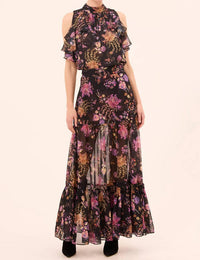 Misa Los Angeles Mavi Maxi Skirt in dusted cluster chiffon - women's skirt