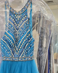 Madison James - Women's Sparkling Dress With Beaded Top And Flowing Skirt