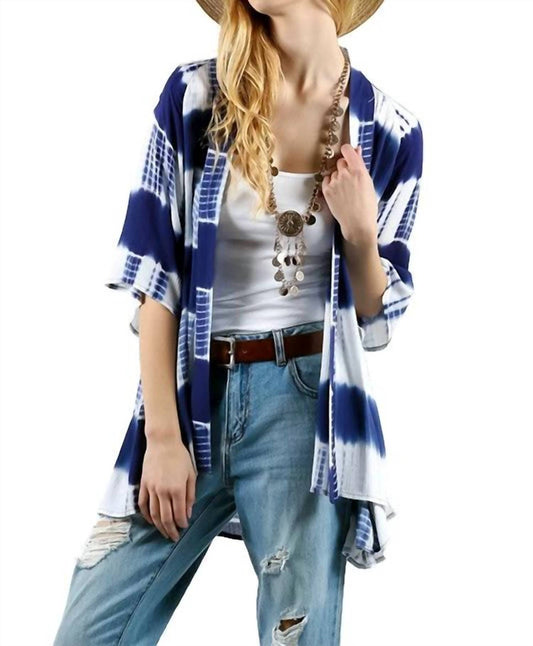 Kori - Tie Dye Lace Crochet Back Kimono