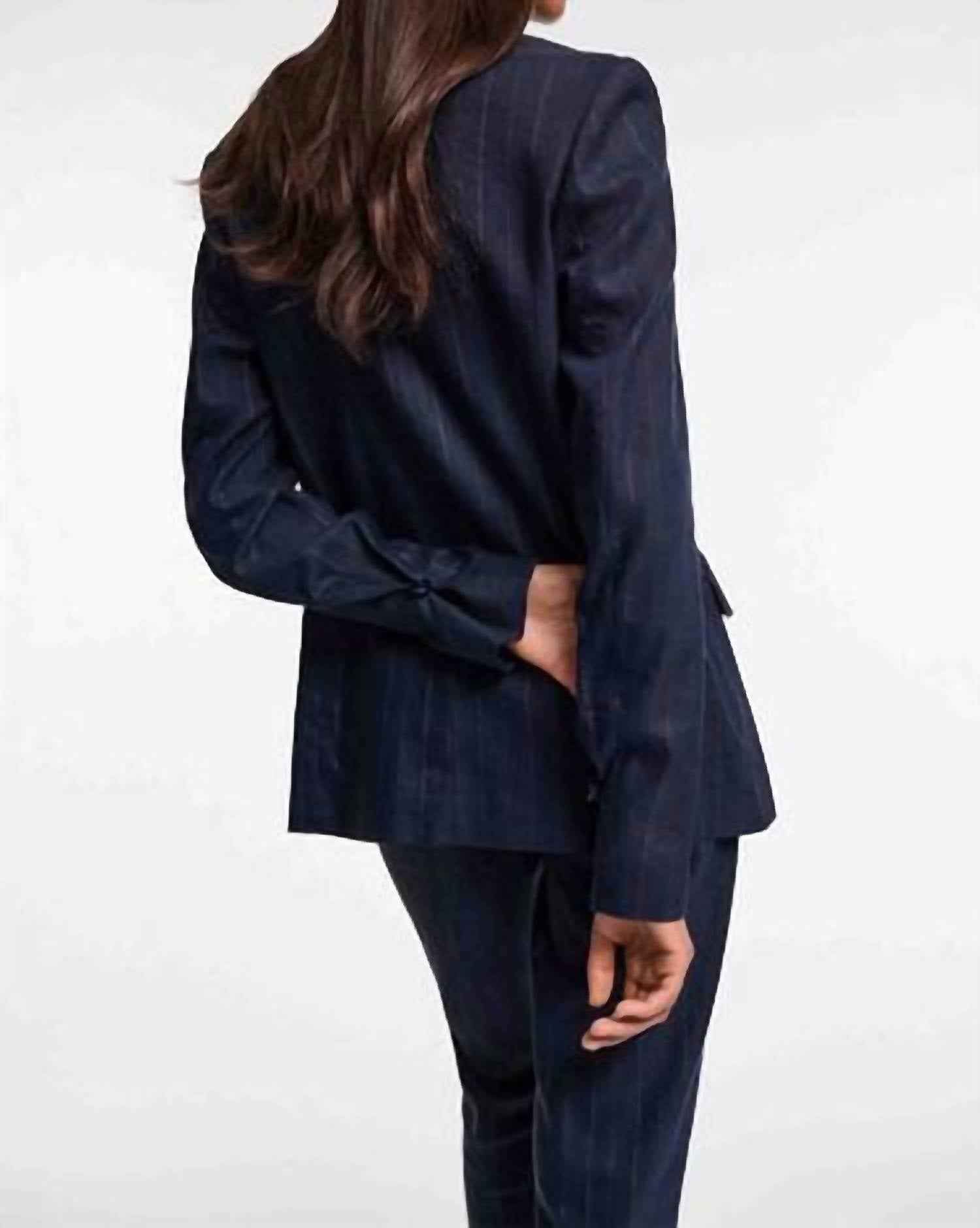 DOROTHEE SCHUMACHER Pinstripe Blazer in midnight blue - women's jacket - detail view