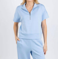 Elliott Lauren - Comfort Zone Quarter Zip Short Sleeve Sweater