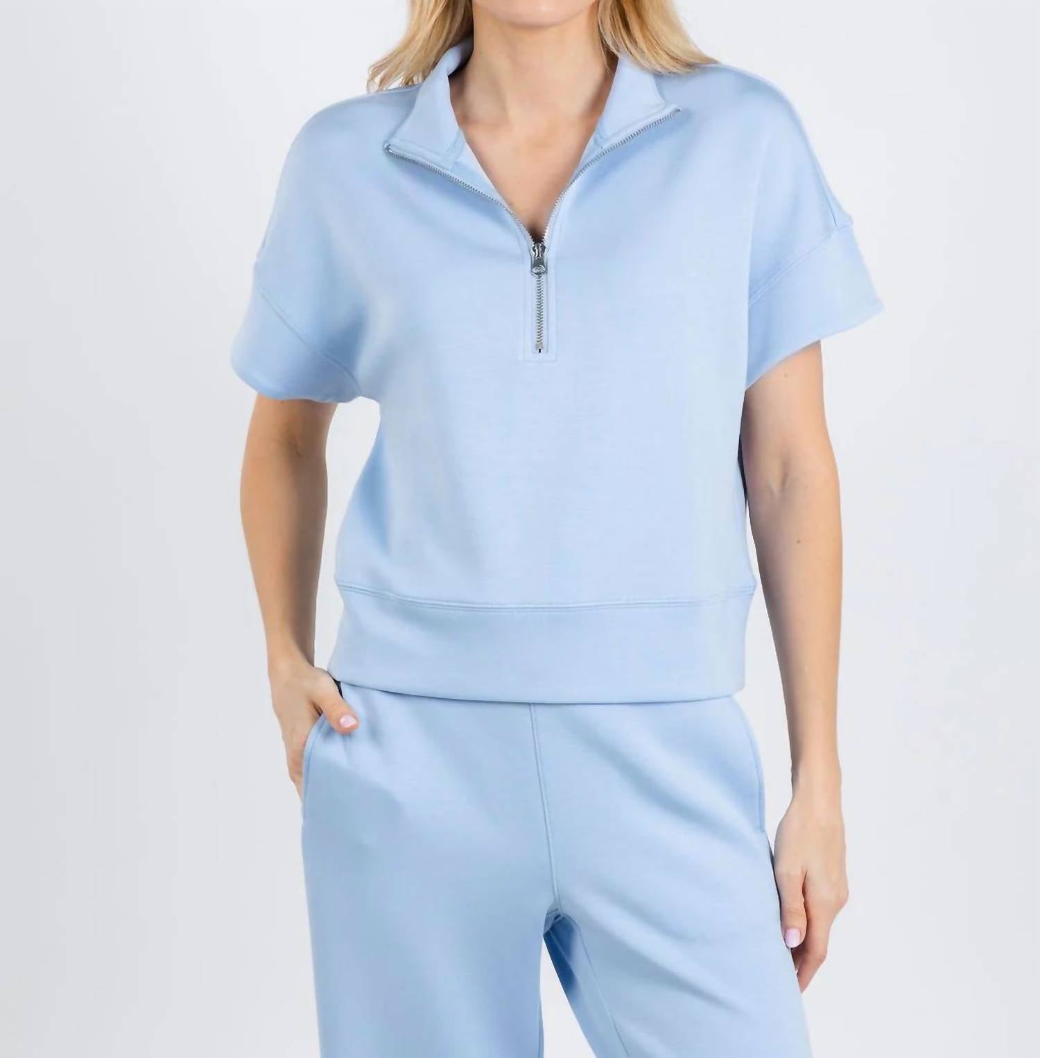Elliott Lauren - Comfort Zone Quarter Zip Short Sleeve Sweater