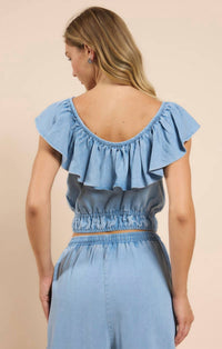 Sadie & Sage - It's Pouring Wide Ruffle Neck Top