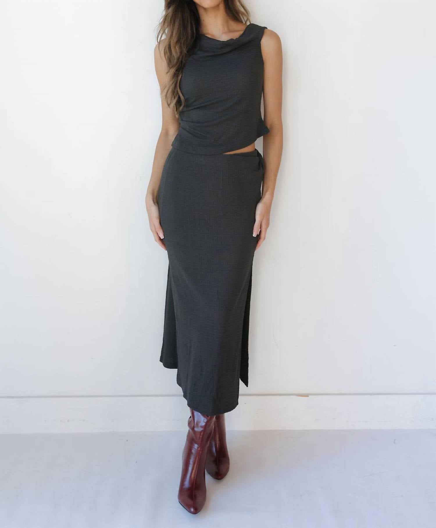 ASTR Lindy Skirt in charcoal - women's skirt