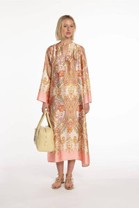 Naulover - Paisley Print Satin Maxi Dress