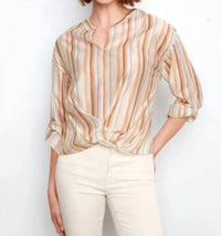 Charlie B - Printed Roll Up Sleeve With Knot Blouse