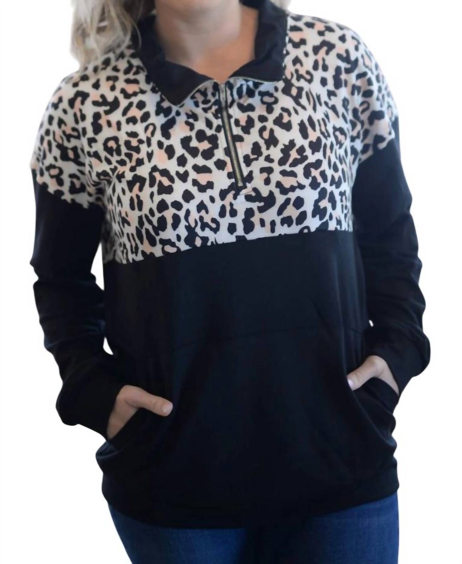 Shirley Stone - Leopard Zip Up Pullover