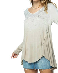 Vocal Apparel - Tie Dye Ombre Sequin Long Sleeve Top
